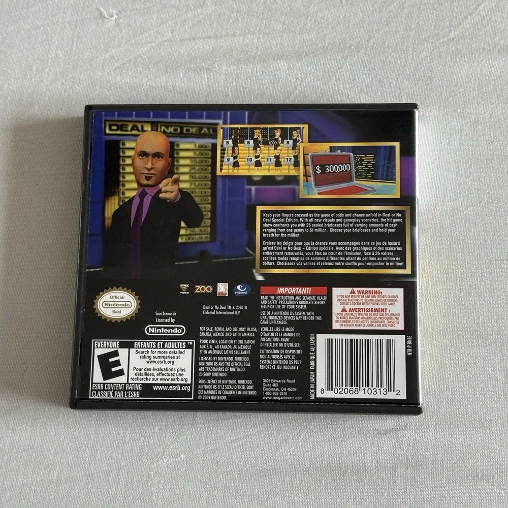 Deal or No Deal Special Edition Nintendo DS Video Game 2010 w/ Manual